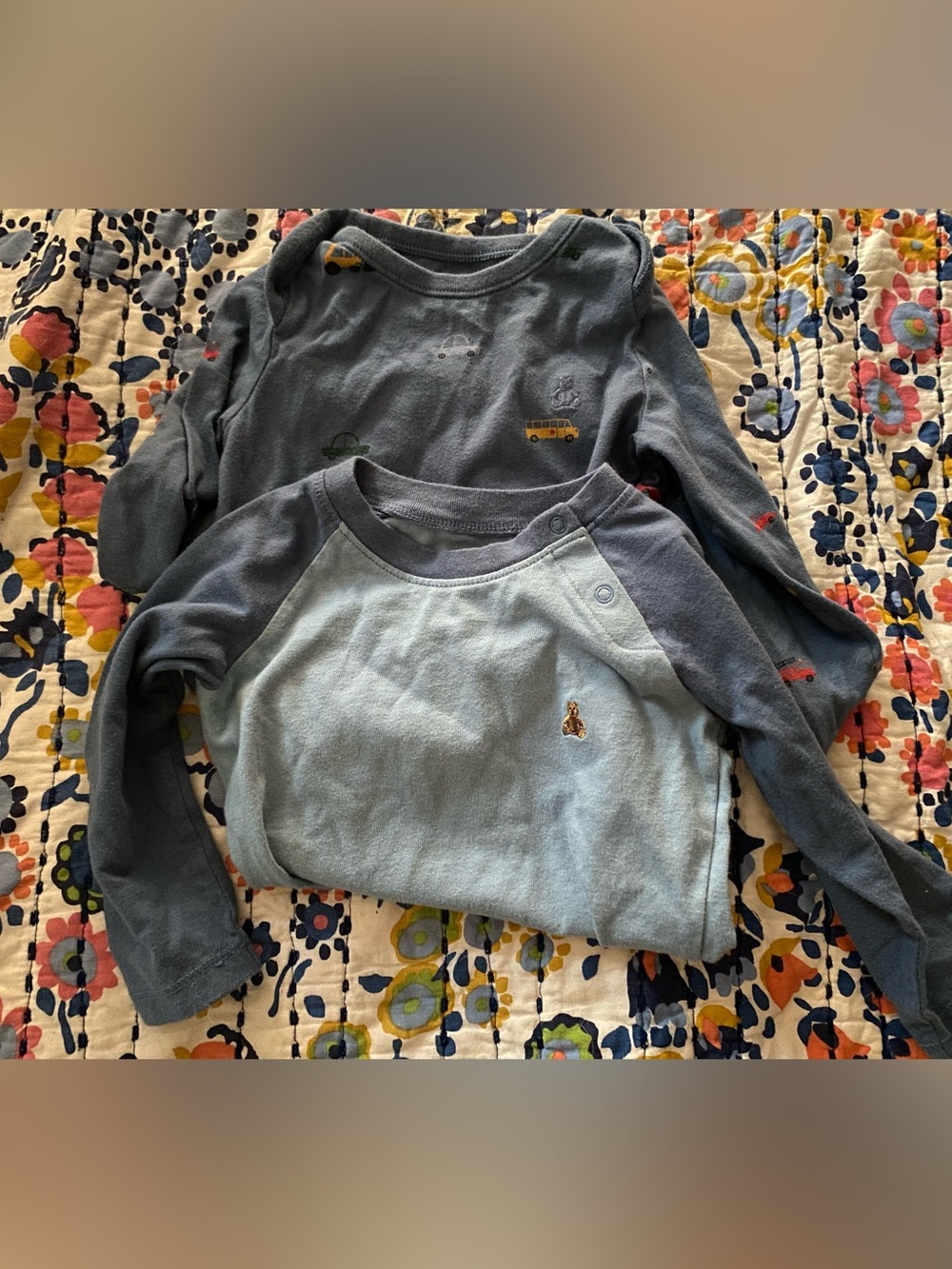 GAP infant Boys Light Blue & Slate Blue Long-Sleeve Bodysuits